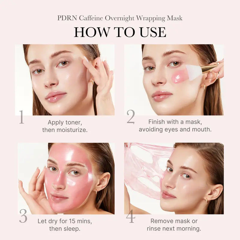 🔥BUY 1 GET 1 FREE🔥 PDRN Pink Caffeine Overnight Peel-Off Glow Face Mask✨★☆★